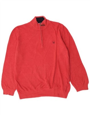 Crew Clothing Herren Zip Neck Pullover Pulli XL Rosa Baumwolle BP10