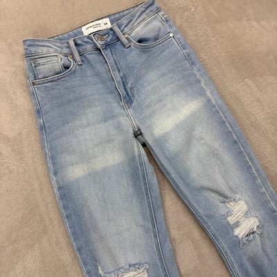 Just Black Denim Jeans Women's 24 High Rise Straight Crop Disressed Light Wash