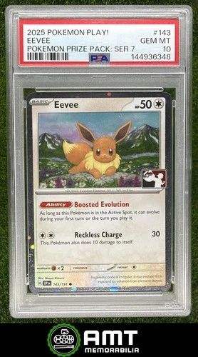 Eevee PSA 10 2025 Pokemon Play Prize Pack Series 7 Surging Sparks #143/191 6348