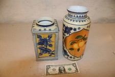 Italian Deruta Style Art Pottery Vases Glazed Ceramic