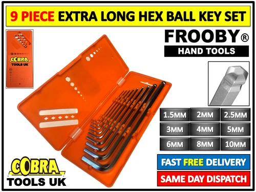 9PC HEX KEY SET ALLEN KEYS ALAN POINT END 1.5MM - 10MM EXTRA LONG 2381