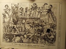 Sa79  original punch cartoon 1883 house boat parliamentary Thames holiday 