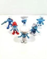 Lot of 6 Made for McDonalds Smurfs 2011 Peyo Movie Figures Papa Smurf Chef Smurf