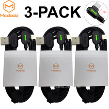 3PACK Mcdodo 90 Degree USB Cable 10ft Lot LED Fast Charge Data For iPhone 11 X 8