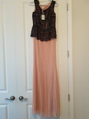 New Hoss Intropia Nude Dress With Black Sequined Top Attached Size EUR 38 US 10