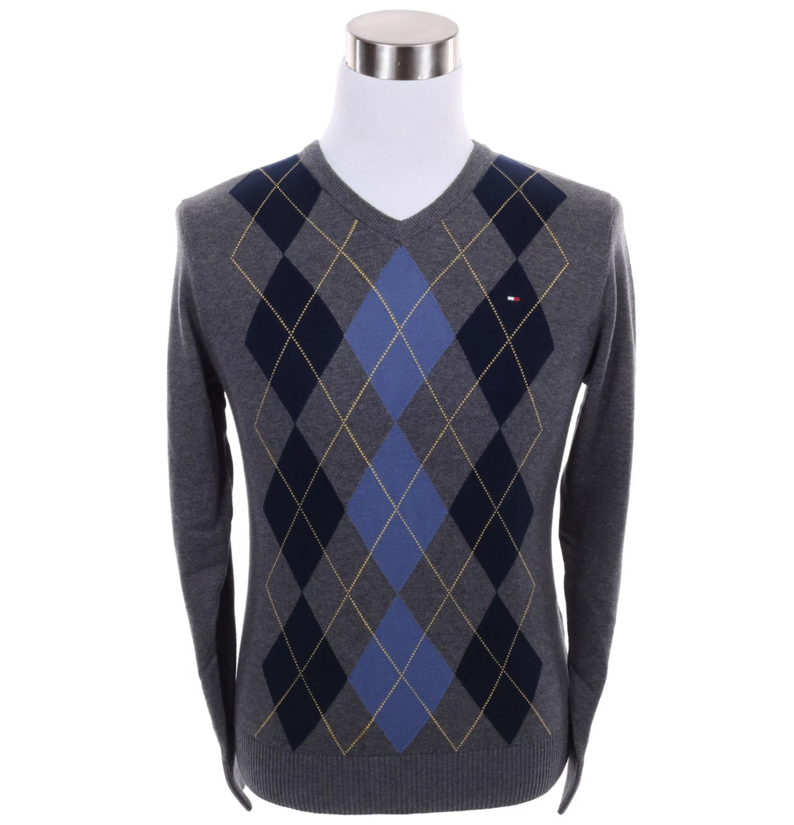 Tommy Hilfiger Men Classic V Neck Argyle Long Sleeve Sweater Free 0 Shipping