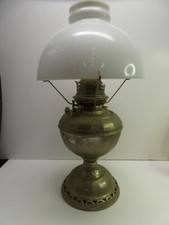 ANTIQUE B &H NICKEL PLATED RADIANT BASE LAMP KERO LANTERN MILK GLASS SHADE