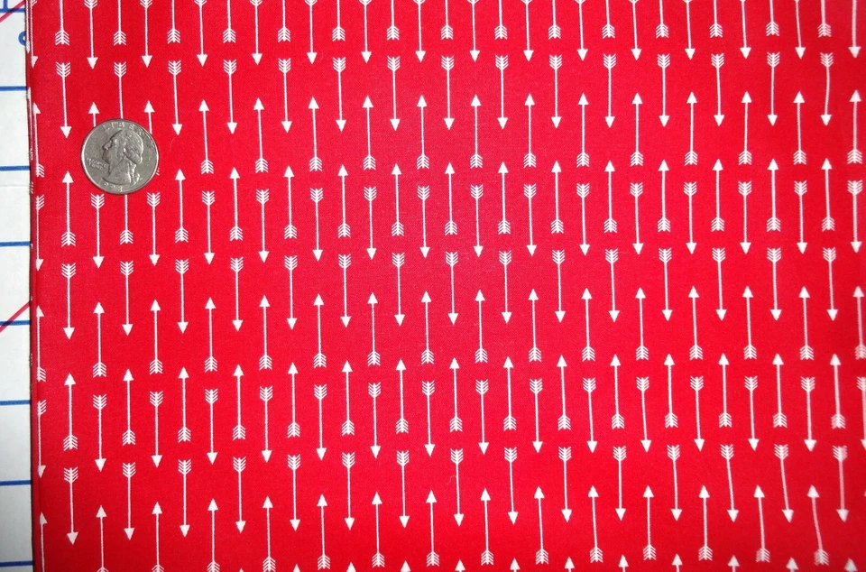 Red White Arrows Valentines Day Cotton Quilter's Showcase Fabric 34" inches - Image 3 of 4