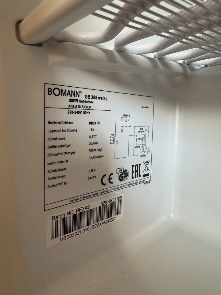 BOMANN 738800  GB 388 Weiss Congelatore Classe A++ Stand Alone Bianco 30 L Nuovo - Imagen 4 de 4