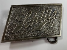 Vintage SCHLITZ Beer Brass or pewter belt Buckle 1975 Breweriana