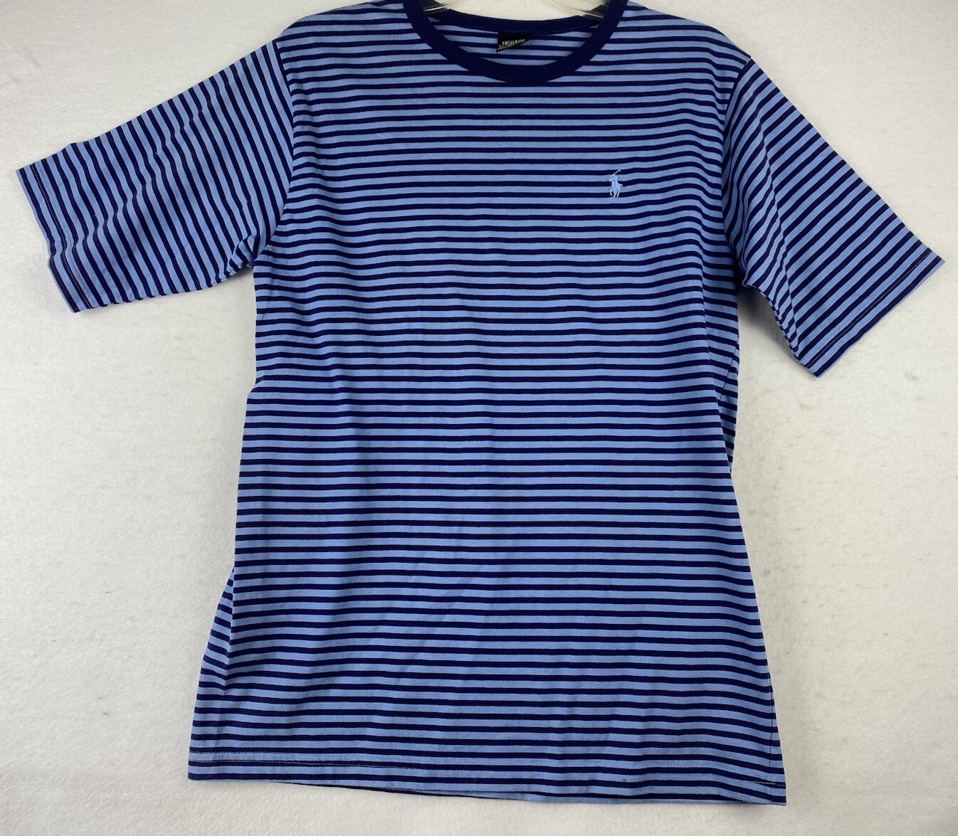Ralph Lauren Polo Shirt Men's L Vintage Blue Striped Embroidered Pony