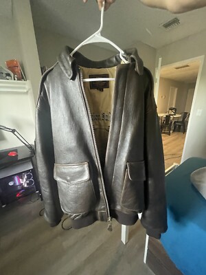 Navy COCKPIT Leather Jacket With Patches