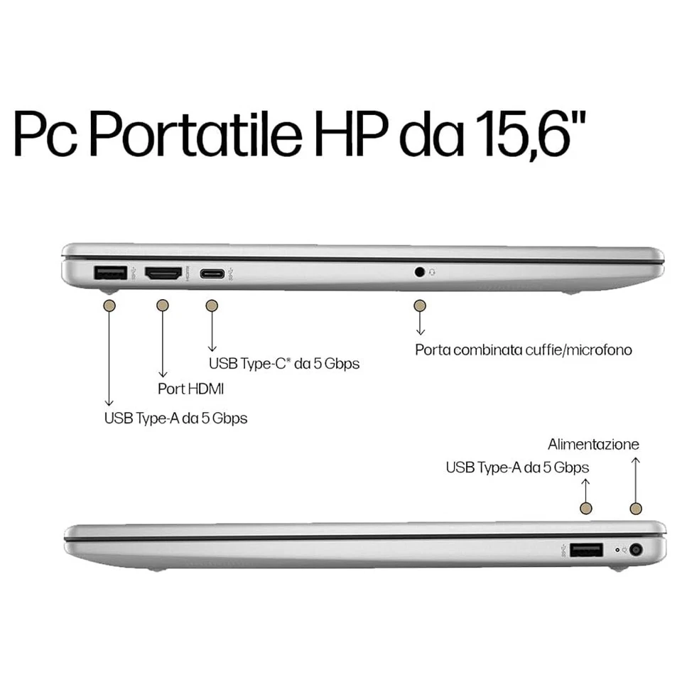 HP 250 G10 Intel i7 1355U SSD 1TB RAM 64GB 15,6" FullHD Win11 Pro Retro Fing - Immagine 4 di 4