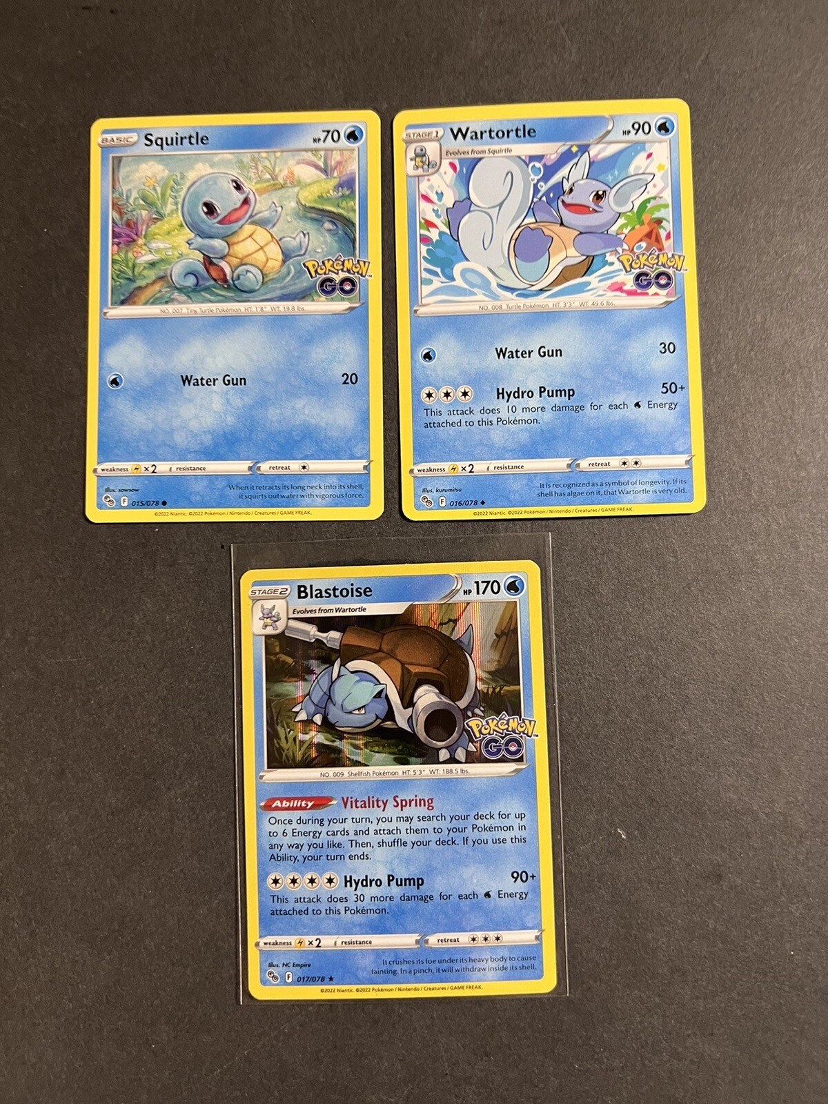 Squirtle Wartortle Blastoise Pokemon Go Card 2022 Evolution Line Holo Rare NM/LP