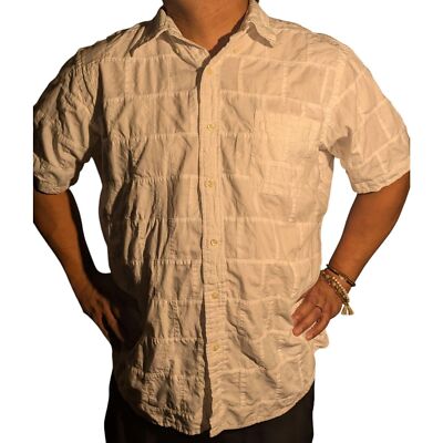  American Living Men's Short Sleeve Button-Down Shirt - Patchwork Texture 