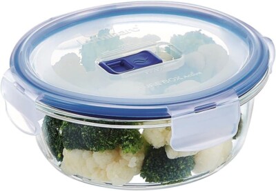 Luminarc Pure Box Active Glass Food Storage Container (Round 2.8 Cups/ 670ML)
