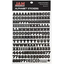 JAM Paper Self-Adhesive Upper Case Alphabet Letter Stickers Black
