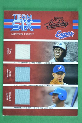 Perez/White/Vidro 2005 Playoff Absolute Memorabilia Team Six Expos Relic /150