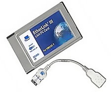 3Com EtherLink III PCMCIA Ethernet LAN PC Card 3C589D + New Dongle Cable