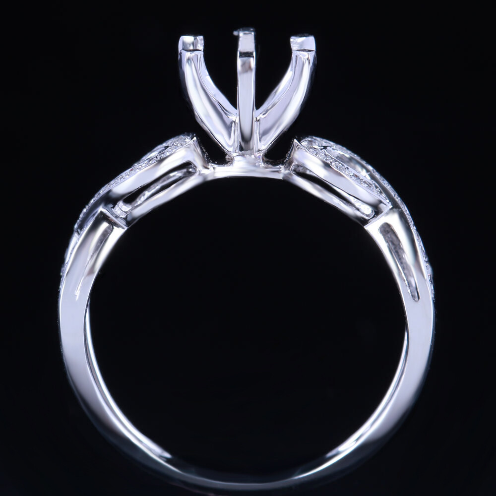 Sterling Silver 5.756.75mm Round Semi Mount Natural SI Diamonds