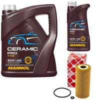 MotoröL Set Mannol 10W-40 Ceramic Pro 6 Liter + ÖLfilter FüR Mercedes A-Klasse