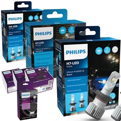Philips Ultinon LED Pro 6000 Boost H7 H4 Autolampe 12V Straßenzulassung Adapter - Bild 1 von 4