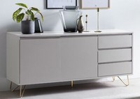 Sideboard Mit 2 TüRen, 3 Schubladen Weiß/Gold Buffets Wohnzimmerschrnak Anrichte