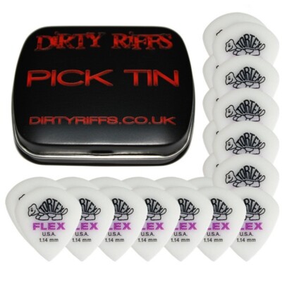 24 x Dunlop Tortex Flex Jazz 1,14 mm Gitarren-Plektren Gitarrenplektren in einer handlichen Plektrum-Dose