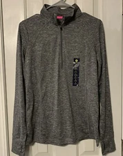 Xersion 1/4 Zip Gray Semi Fit Long Sleeve Womens Shirt Size Medium Retail $38