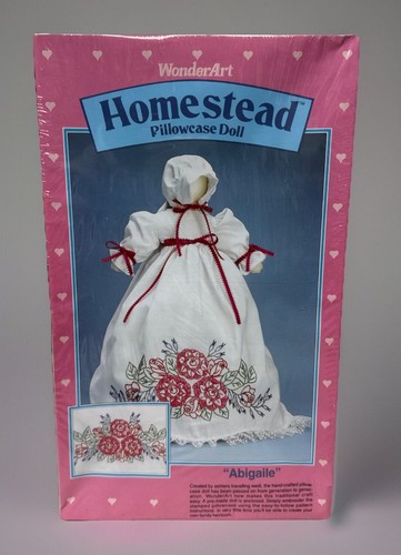 Homestead Pillowcase Doll Embroidery Kit Abigaile 9702 WonderArt 1990 Sealed S4