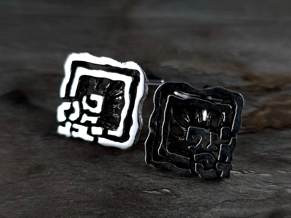 Manschettenknöpfe Silber 835 Modernist durchbrochen - umwerfend & auffällig - Bild 3 von 4