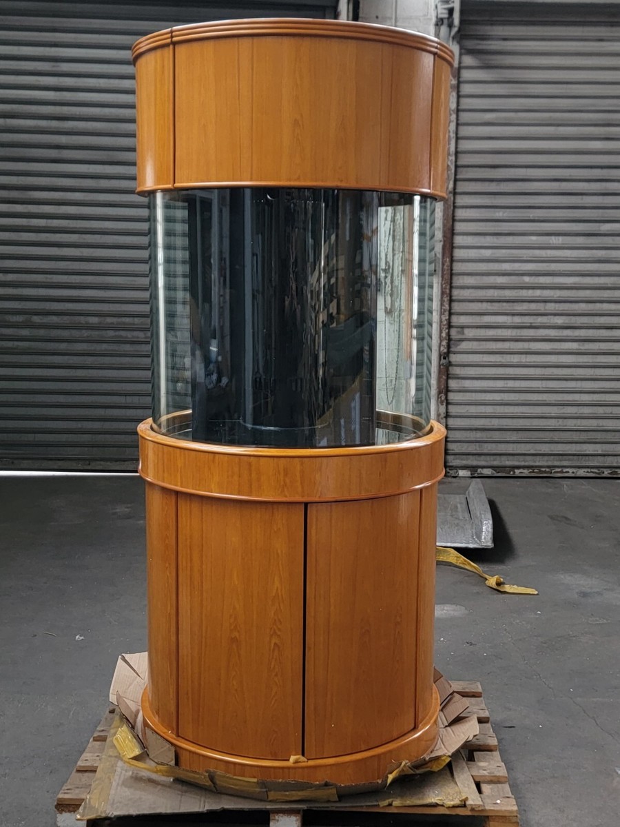 90 Gallon 3/4 Cylinder Glass Reef Ready Aquarium with Wood
