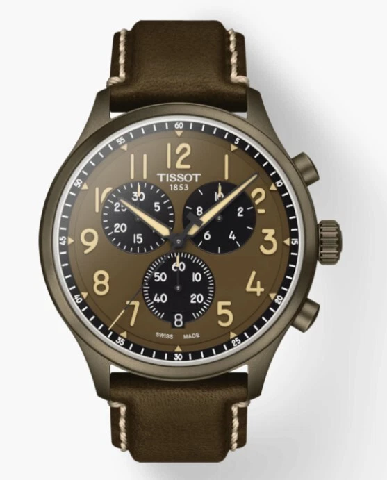 Tissot Chrono XL Khaki Dial Leather Strap Watch T1166173609200 | eBay