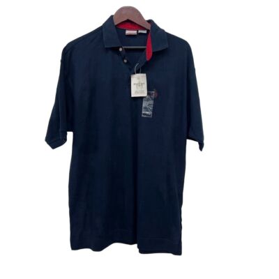 Vintage Bugle Boy Men's Polo Shirt Large Blue Collar Short Sleeve NWT