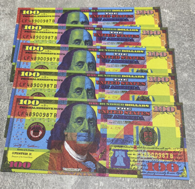 5x Mister E Benny 100 $ Dollar Schein Falschgeld Street Art Print Stack Serie 2016