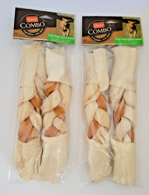 Dog Chew 10'' Bones Hartz Combo Rawhide Pig Skin (2 Sets) For Large Happy Pets
