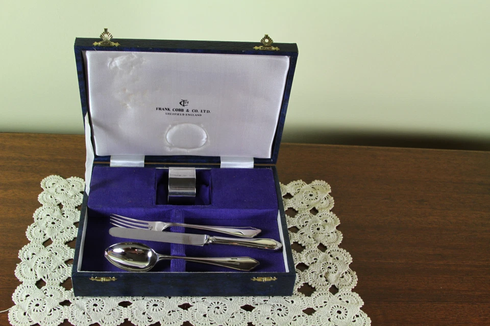 Серебряный детский набор в коробке: ложка, вилка и сервьетка кольцо - Изображение 4 из 4