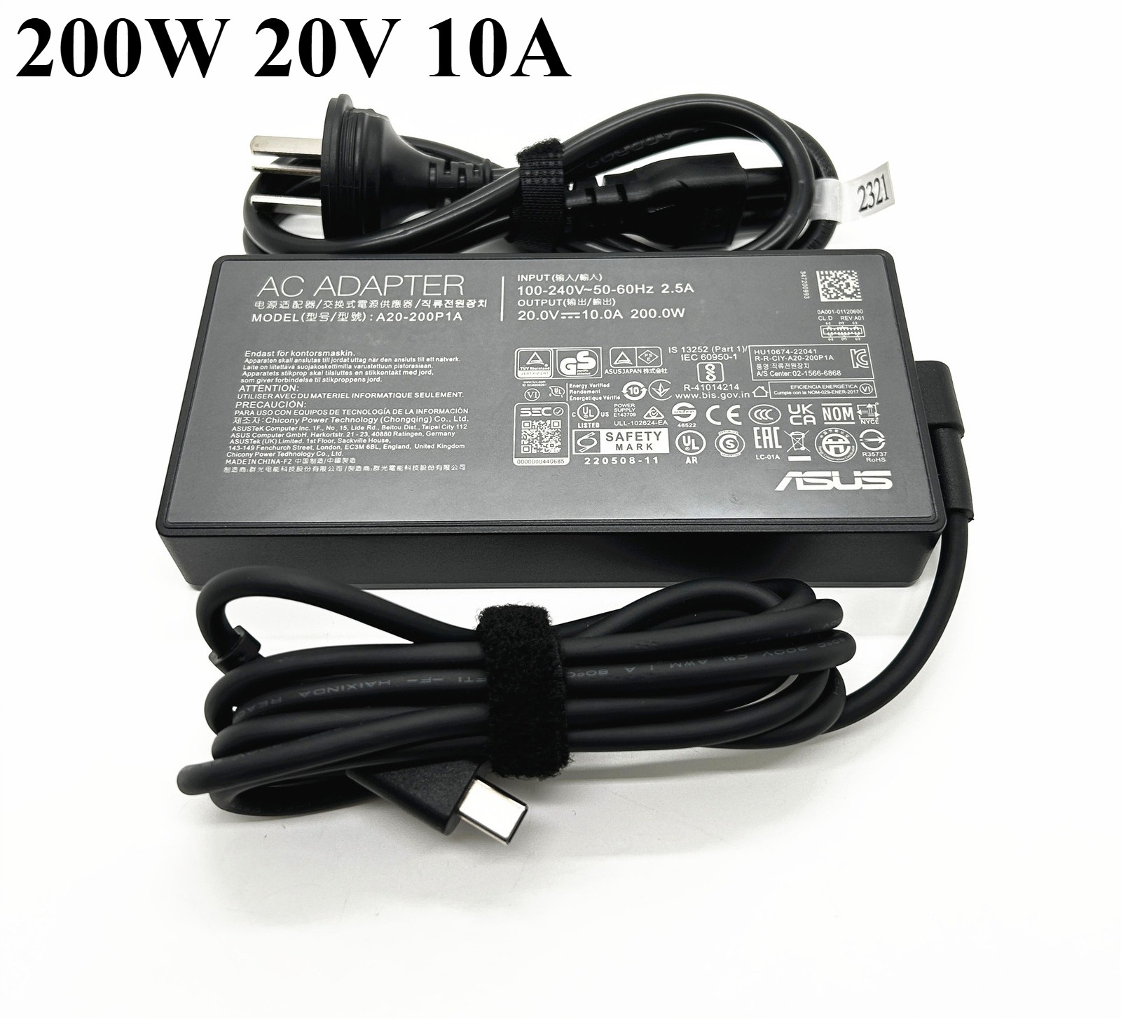 Original 200W AC Adapter Charger For 2025 ASUS ProArt P16 H7606WP 4K PC USB Tip