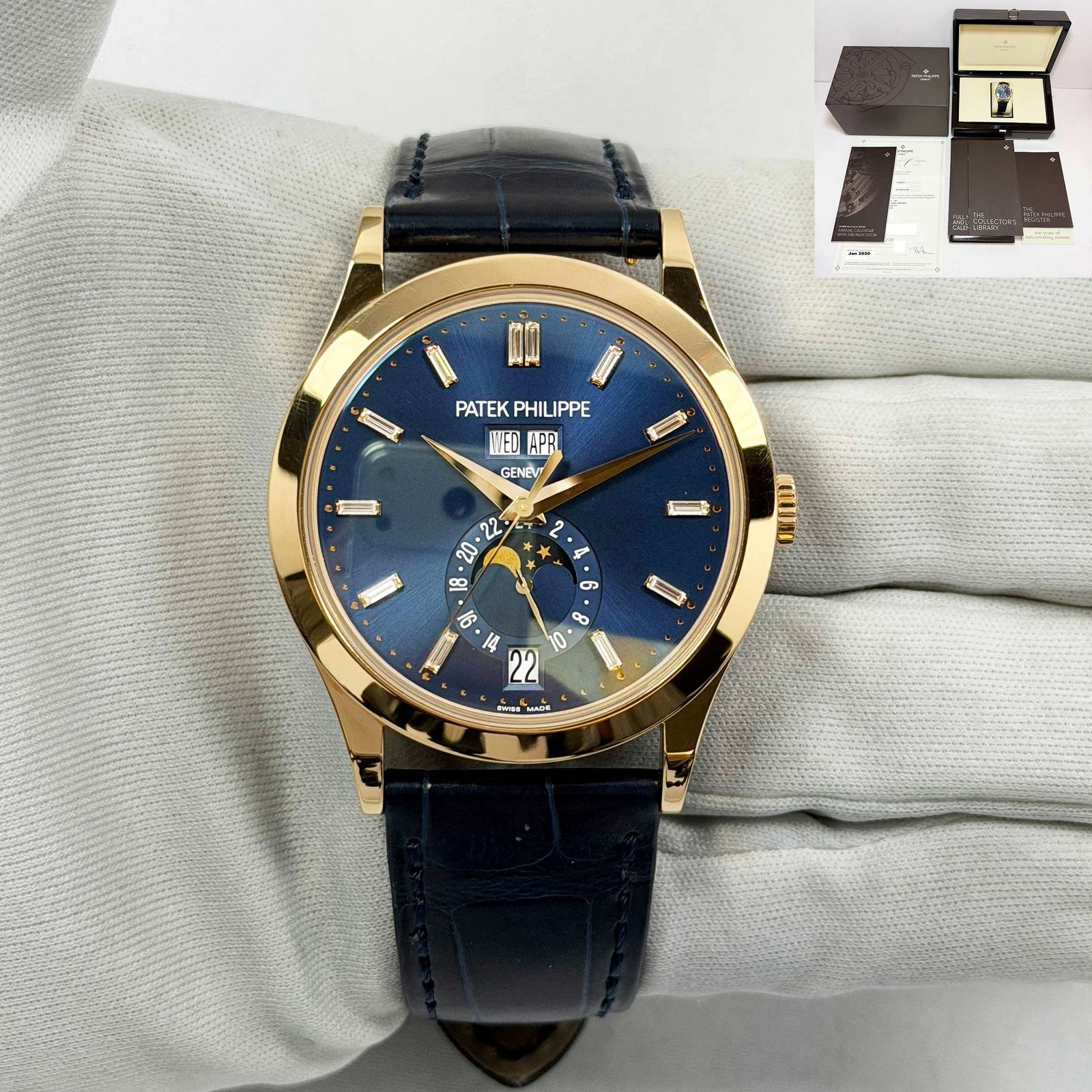 Patek Philippe — Patek Philippe Annual Calendar Complications 5396R 38.5MM Blue Diamonds Rg B/p