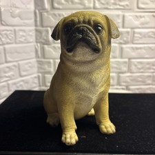 pug dog figurine Tan And Black Approx 5 Ins Tall Resin