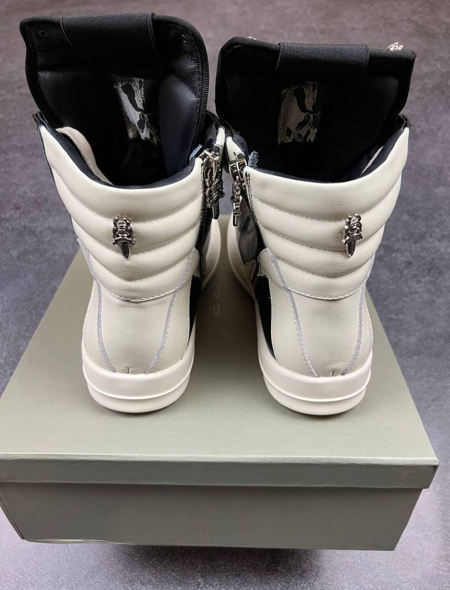 Rick Owens x Chrome Hearts Geobasket Low Black Leather Ramones
