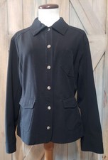 Chico's Womens Blazer Sz L 2 Black Jacket Short Fitted Snaps Collar Pockets