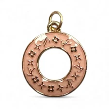 LV ZIPPER PULL CHARM GOLD Light Pink Double Sided