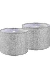 Gray Drum Lamp Shades Set of 2 Medium 13" Top x 13" Bottom x 10" High...