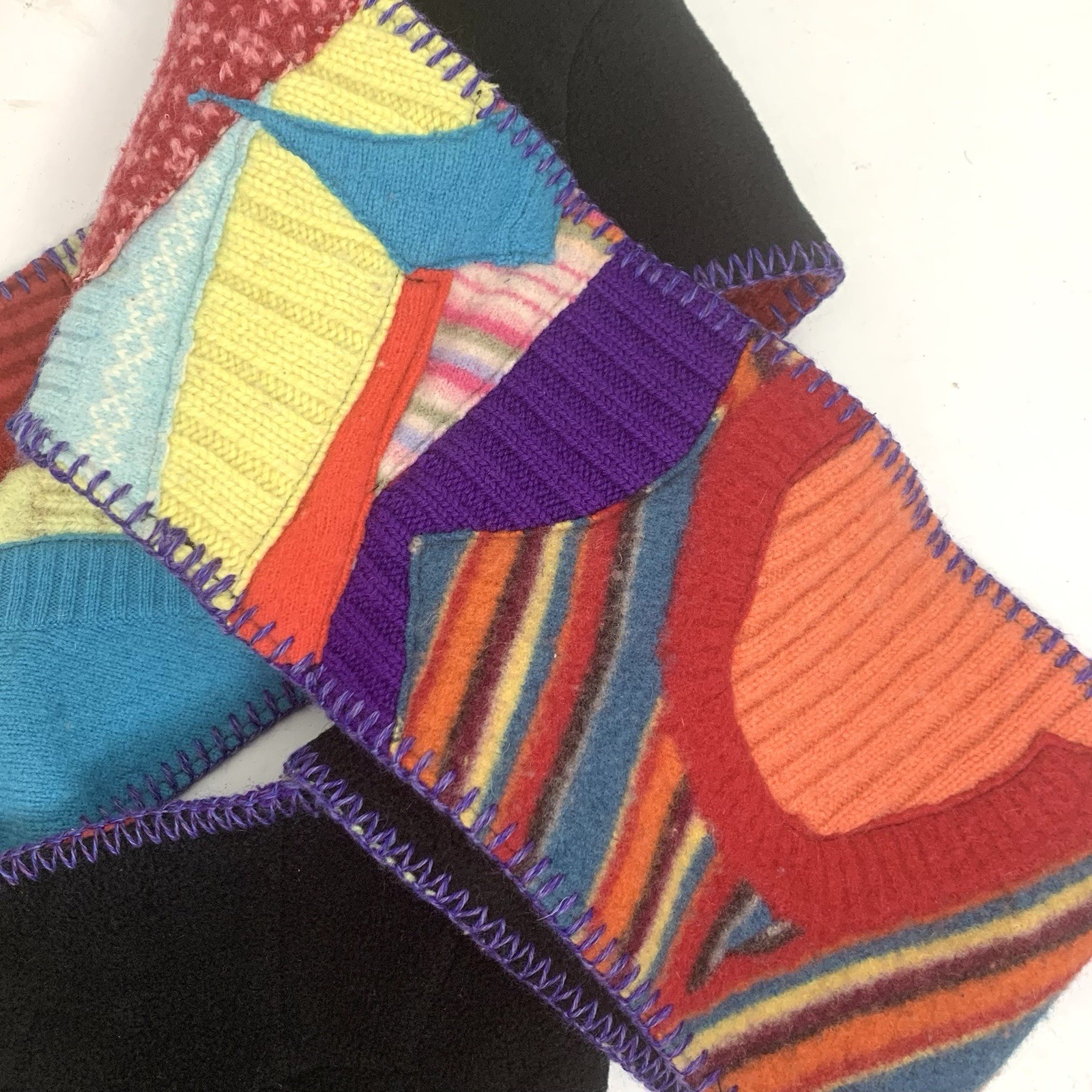 Wool Blend Patchwork Knit Colorful Scarf FITCH Sp… - image 6