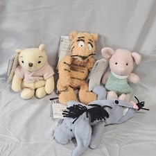 Disney Store Mini Bean Bag Set 4 Plush Classic Pooh, Tigger, Eeyore, Piglet NEW