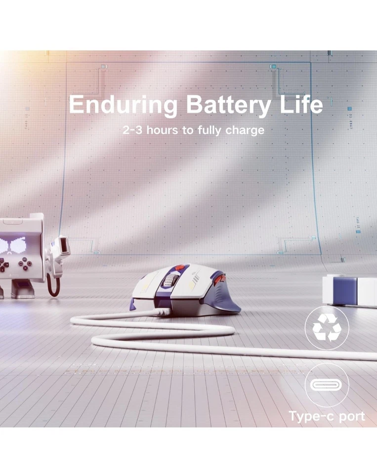 Wireless Mouse~Rechargeable~2.4 Ghz Wireless~4 DPI Settings~Blue & White - Image 4 of 4