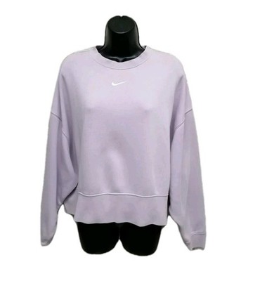 Nike Fleece Over-Oversized Sweatshirt mit Rundhalsausschnitt Flieder Damen Small 