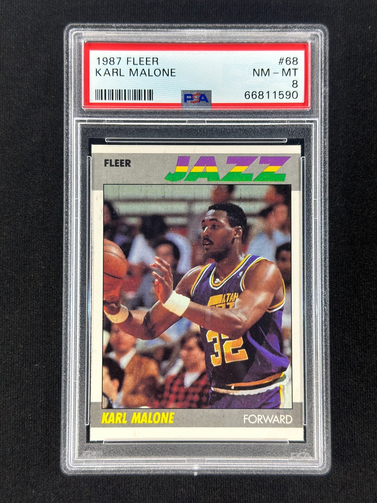 Karl Malone 1987 Fleer #68 PSA 8 NM-MT Jazz HOF