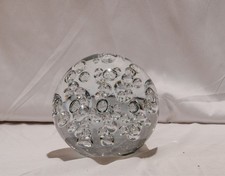 Vintage Murano Clear Art Glass Controlled Bubbles Orb/Sphere/Paperweight -4 1/2